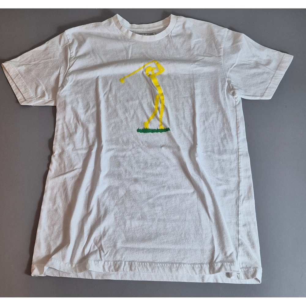 Golf Guy Mens T-Shirt Medium Cotton Polyester Blend White Graphic